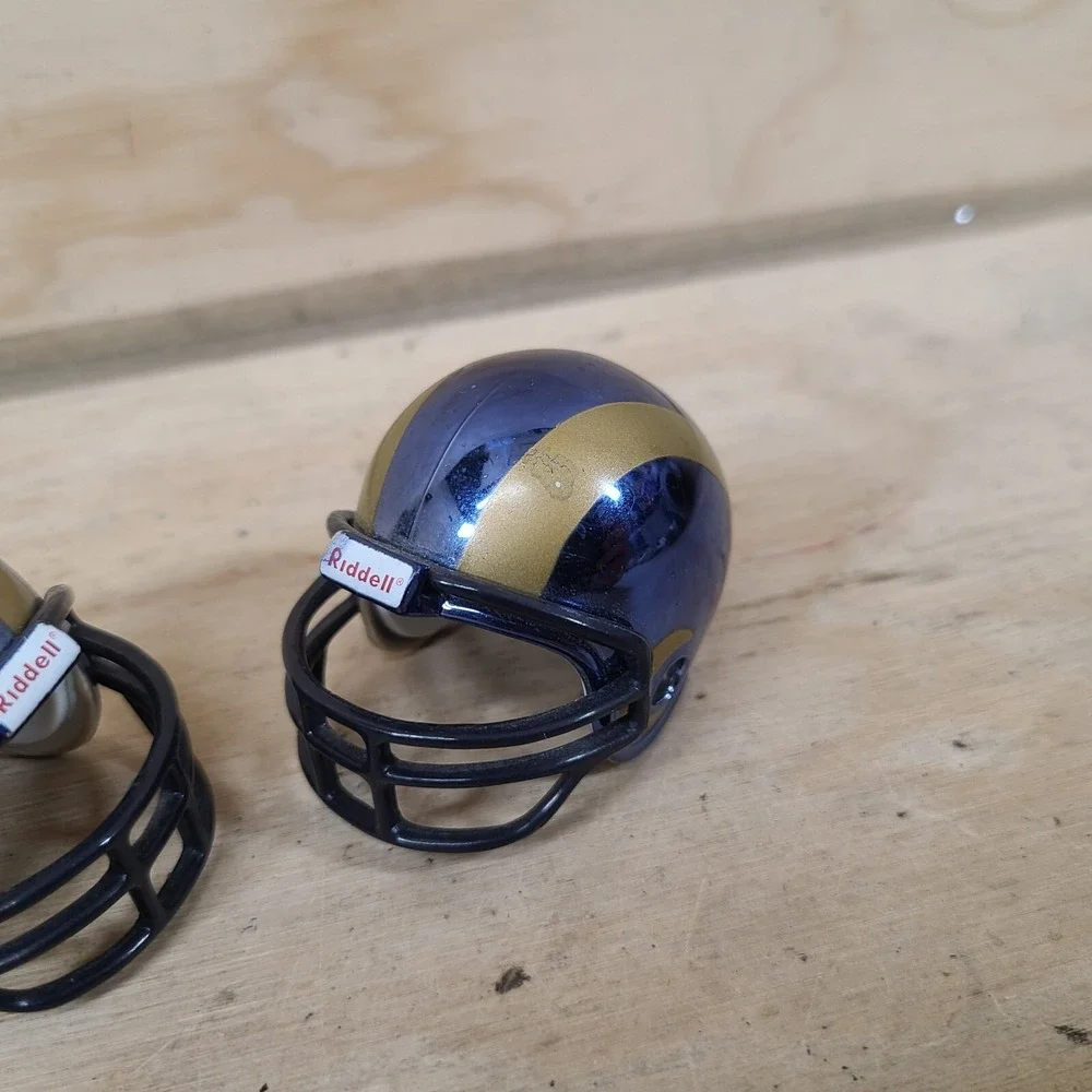 St Louis Rams Tiny Miniature Riddell Football Helmet ‎ Lot of 2 Glossy, 3 bar